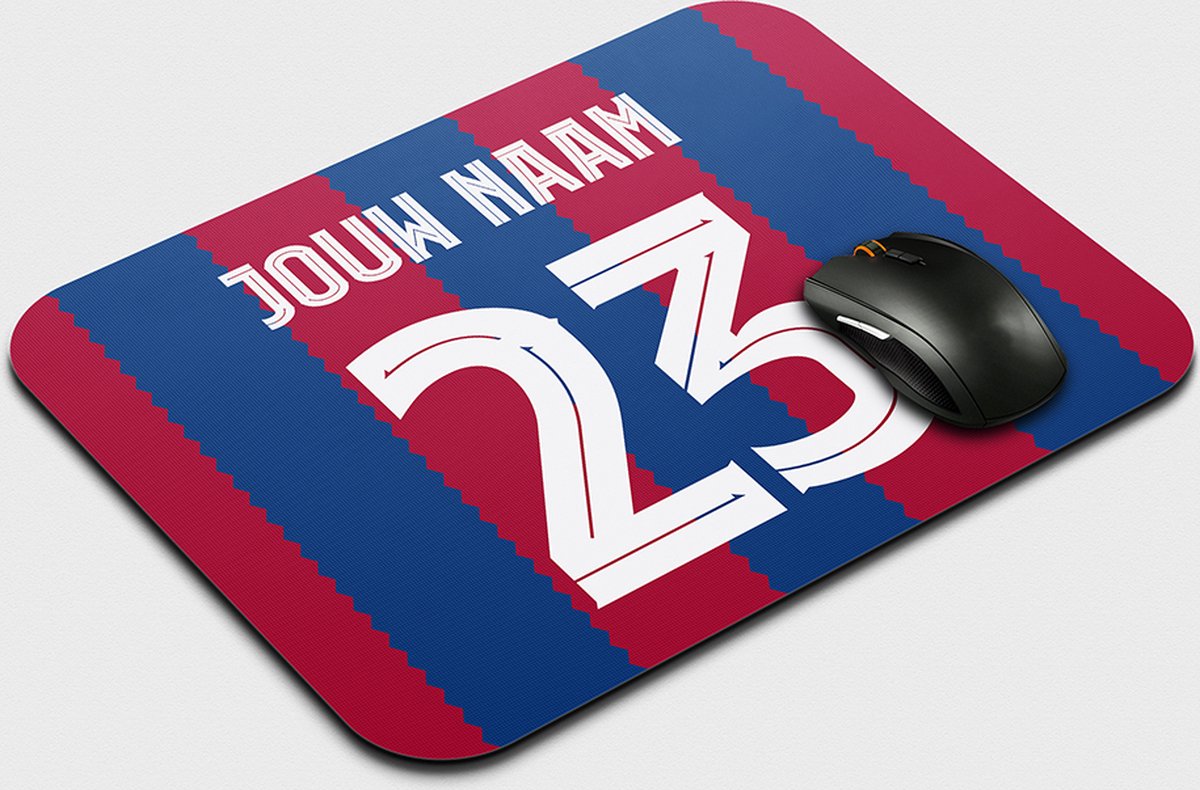 Muismat Barcelona - Gepersonaliseerd Met Eigen Naam - Anti Slip - Voetbal Muismatten - Voetbal Cadeau - 22,5 cm x 19 cm