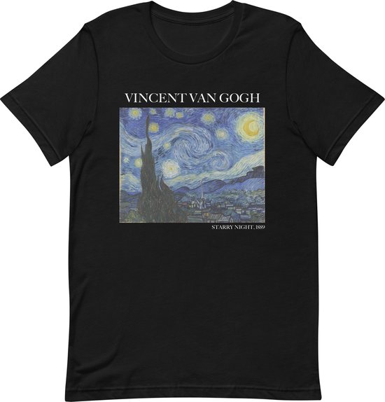 Vincent van Gogh 'De Sterrennacht' ("Starry Night") Beroemd Schilderij T-Shirt | Unisex Klassiek Kunst T-shirt | Zwart | XL