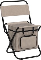 Campingkruk met tasje en leuning, draagbare visstoel voor camping en tuin - Beige, 60x35x35 cm pop up stool