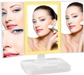 MOONIE'S® Make-up spiegel met verlichting - Led verlichting - Drievoudig - Oplaadbaar - 3 Dimbare Lichtstanden - Wit