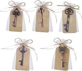 Awtlife Flessenopeners in vintage-stijl in de vorm van een sleutel, 50 stuks, met cadeauzakje, ideaal als cadeautje voor bruiloftsgasten, in 5 verschillende stijlen