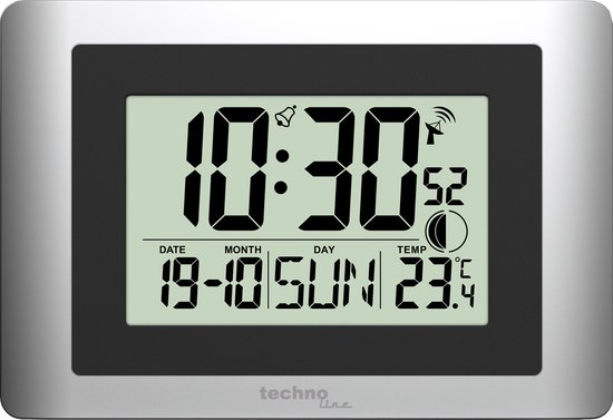Horloge murale numérique Technoline - WS 8028 - 220x150x56mm - argent - TL-WS8028