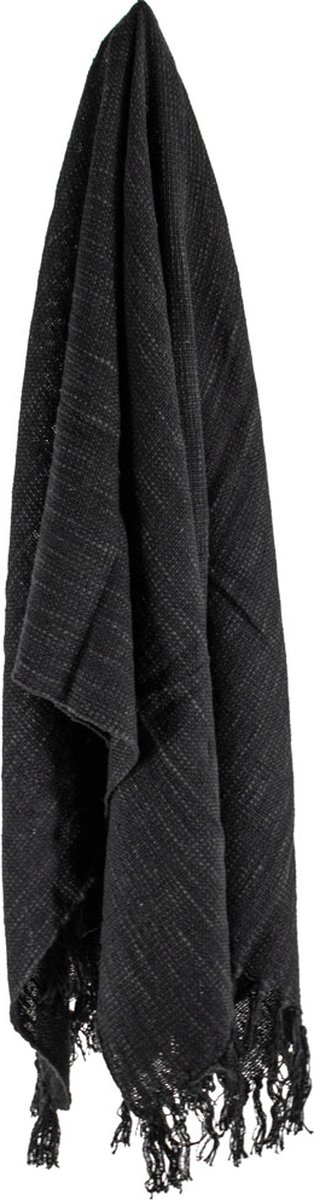 HomeBound by KY | Plaid Cosy black | 80% katoen | 130x160cm | deken zwart katoen