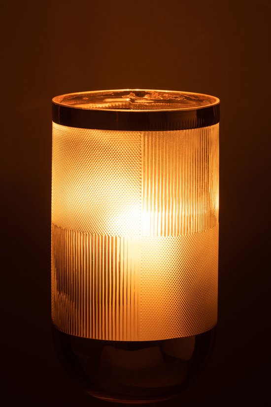 J-Line vaas Cylinder Motief - glas - transparant/goud - large