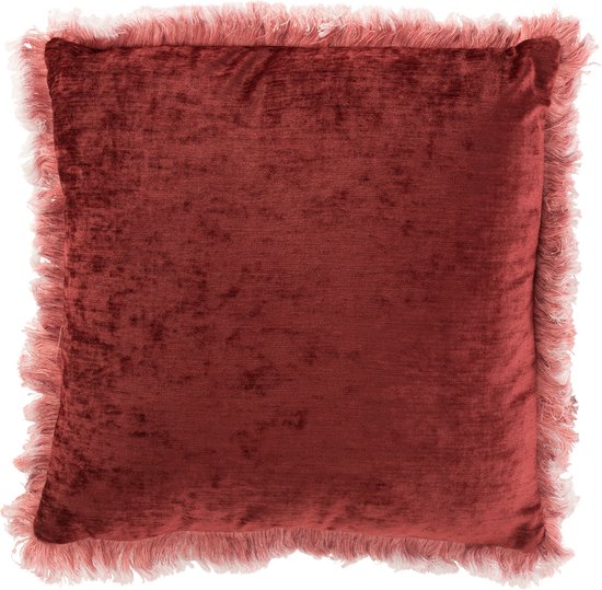 J-Line kussen Franje - polyester - rood
