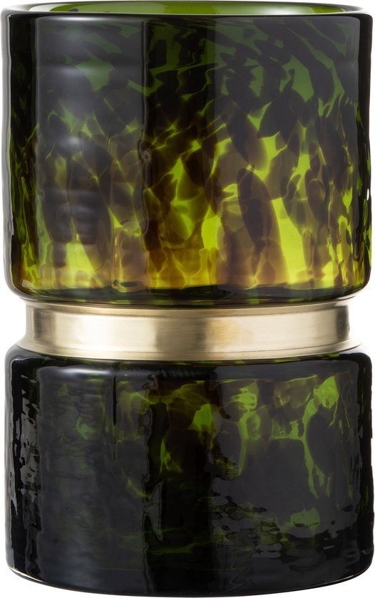 J-Line Vase Tache Decoratif Verre Vert/Noir/Or Small