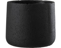 J-Line bloempot Potine - cement - zwart - large - Ø 19 cm