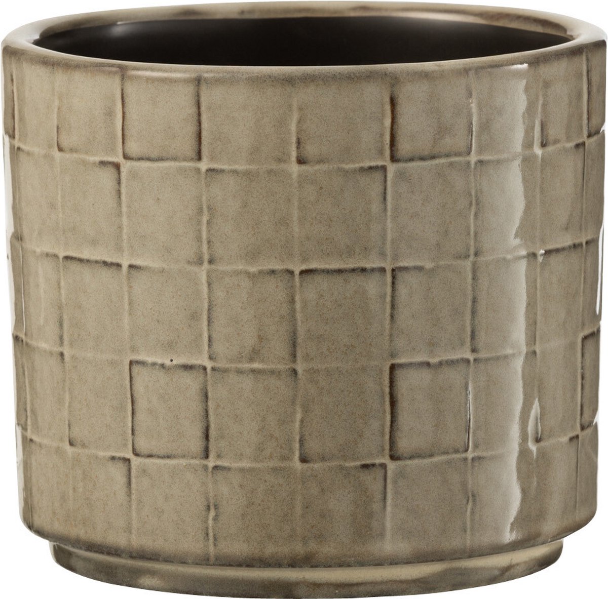 J-Line bloempot Vierkant - keramiek - beige/grijs - small - 2 stuks - Ø 12 cm