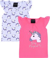 2x grijs - neon unicorn blouse