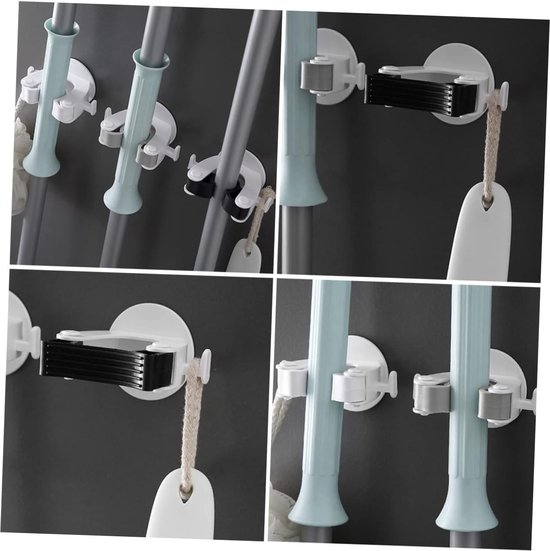 Bezemhouder - 4 stuks - Zelfklevend - Bezem Ophangsysteem - Gereedschaphouder - Wandhouder - Gereedschapshouder - Gereedschapshouder - met Ophanghaken - Mop Ophangsyteem - Hanger Achter de Deuren - Badkamer Accwssoires - gereedschap houder van Topylife — afbeelding 3