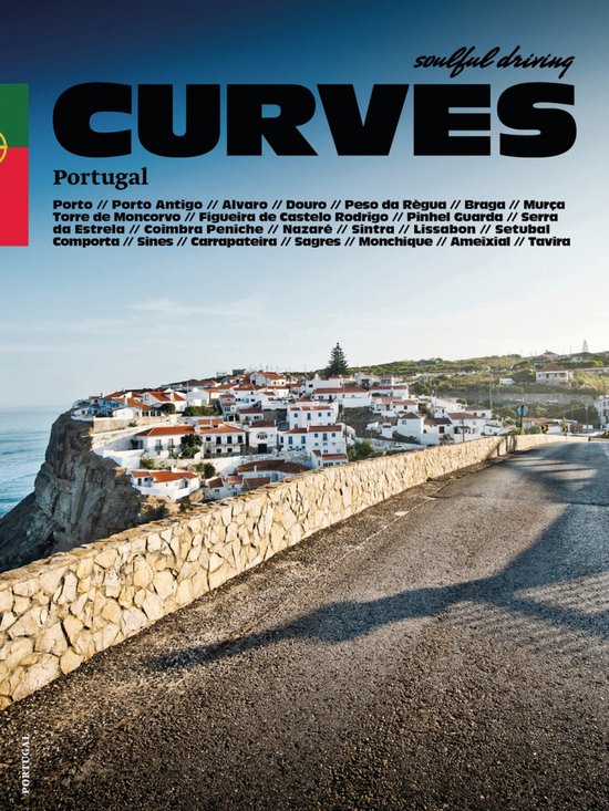 Boek 'CURVES 14. Portugal' met een foto van een kustplaats in Portugal.