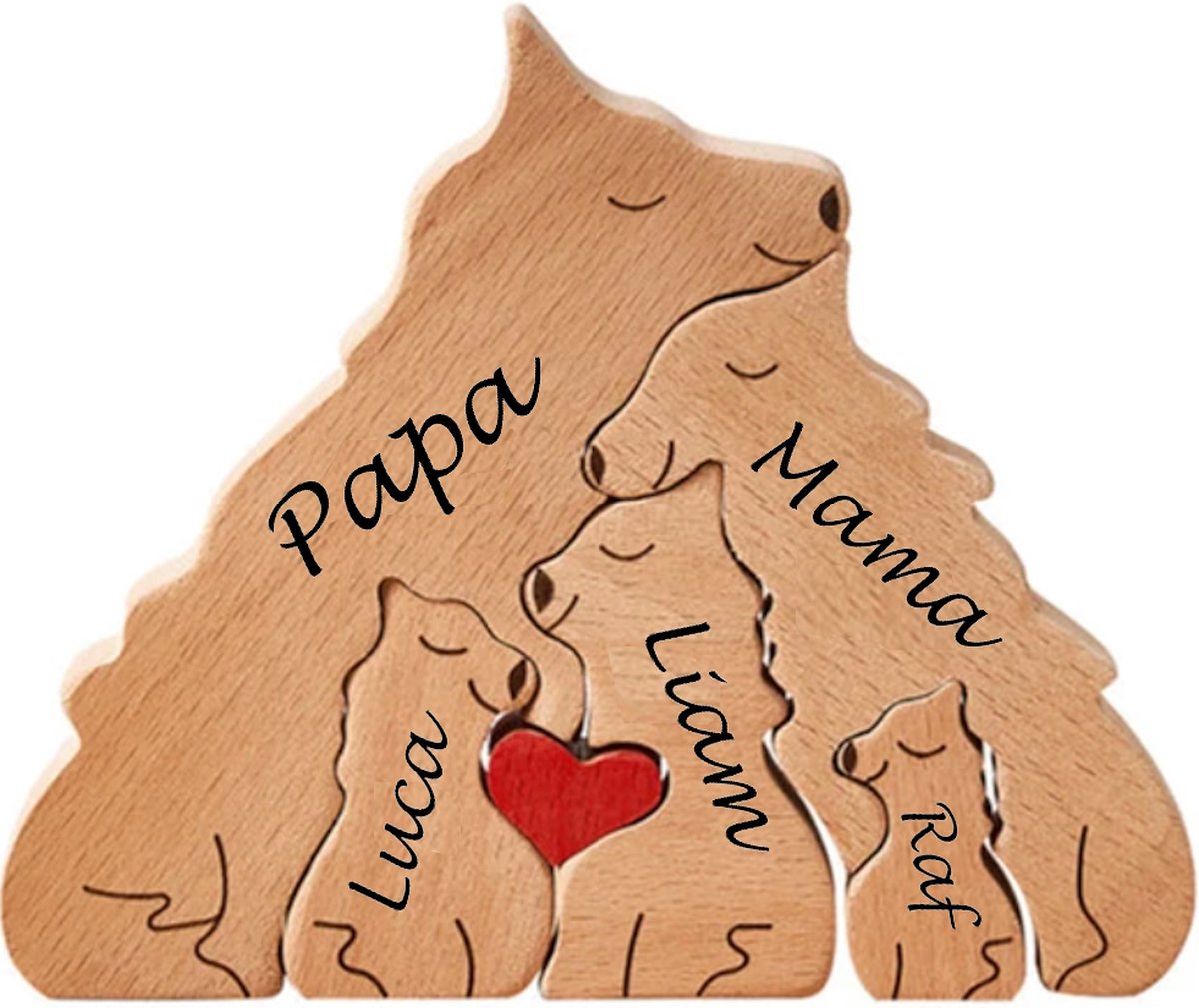 Goedkoopste Gepersonaliseerde wolven roedel - 5 wolven - geboorte - kraam cadeau - puzzel - honden familie