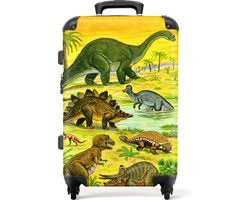 NoBoringSuitcases.com NoBoringSuitcases.com® - Dinosaurus kinderkoffer jongen - Kindertrolley dino jongens - Koffer groot - Rolkoffer kind lichtgewicht - 20 kg bagage