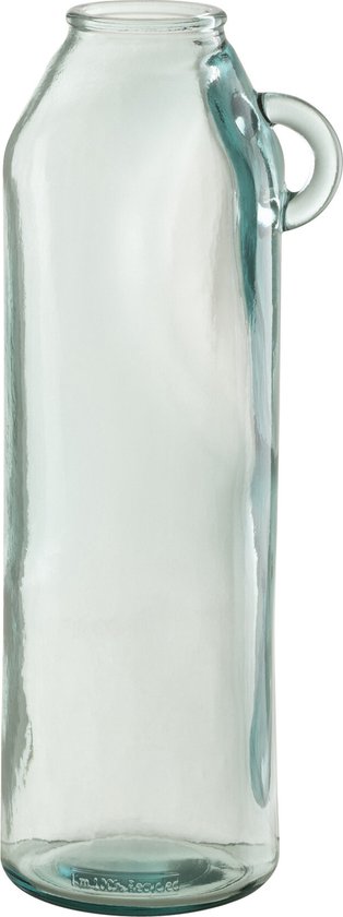 J-Line vaas Handvat Cilinder - gerecycleerd glas - large - 45 cm hoog