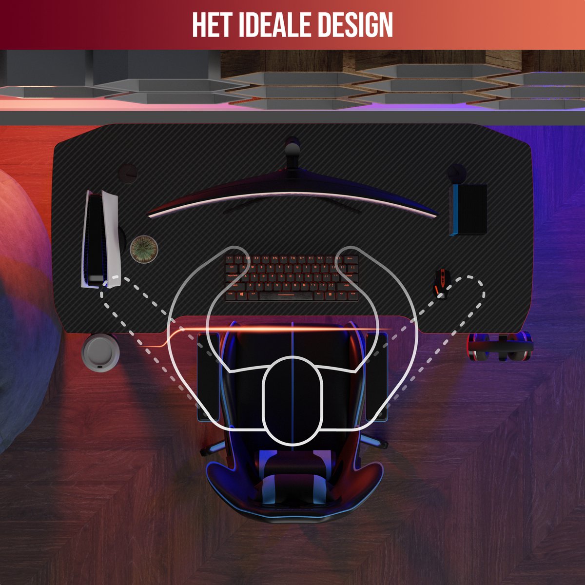 Avalo Gaming Bureau - Game Desk - Tafel - Zwart