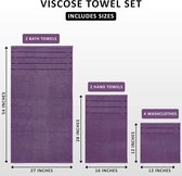 8-delige luxe handdoekenset, 2 badhanddoeken, 2 handdoeken en 4 washandjes, 97% ringgesponnen katoen zeer absorberend viscose streep handdoeken ideaal voor dagelijks gebruik (pruim)