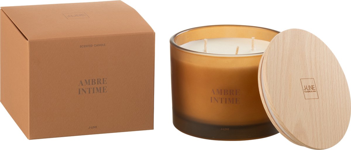 J-Line geurkaars Accords Essentiels - Ambre Intime - oker - 28U Geel
