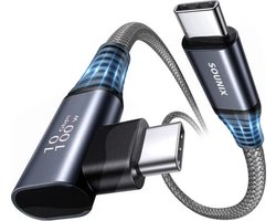 Sounix USB C kabel met E-marker - 5A100W - 2 Meter - Snellader - USB 3.2 - Oplaadkabel - 20Gbps - L shape - Geschikt voor Macbook, iPad Pro/Air, Samsung Galaxy/Note - Gevlochten Nylon Sounix USB C kabel met E-marker - 5A100W - 2 Meter - Snellader - USB 3.2 - Oplaadkabel - 20Gbps - L shape - Geschikt voor Macbook, iPad Pro/Air, Samsung Galaxy/Note - Gevlochten Nylon