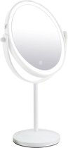 Make-up spiegel staand 5x vergrotend met dimbare LED verlichting mat wit