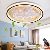 LuxiLamps - Ventilateur de plafond - 3 Modes - Ventilateur en Crystal - Intensité variable avec télécommande - Wit - 48 cm - Lampe de salon - Lampe moderne - Plafonnière