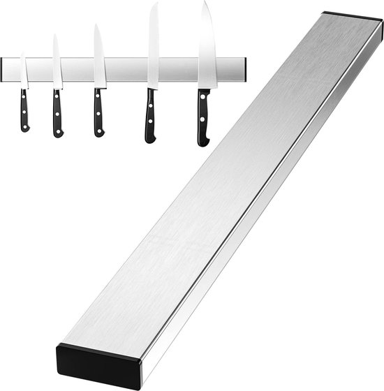 Magneetstrip van roestvrij staal, 30 cm, zelfklevend, magneetrail om te plakken, magneetstrip van roestvrij staal, kan zonder boren worden geïnstalleerd, kan ijzeren messen of