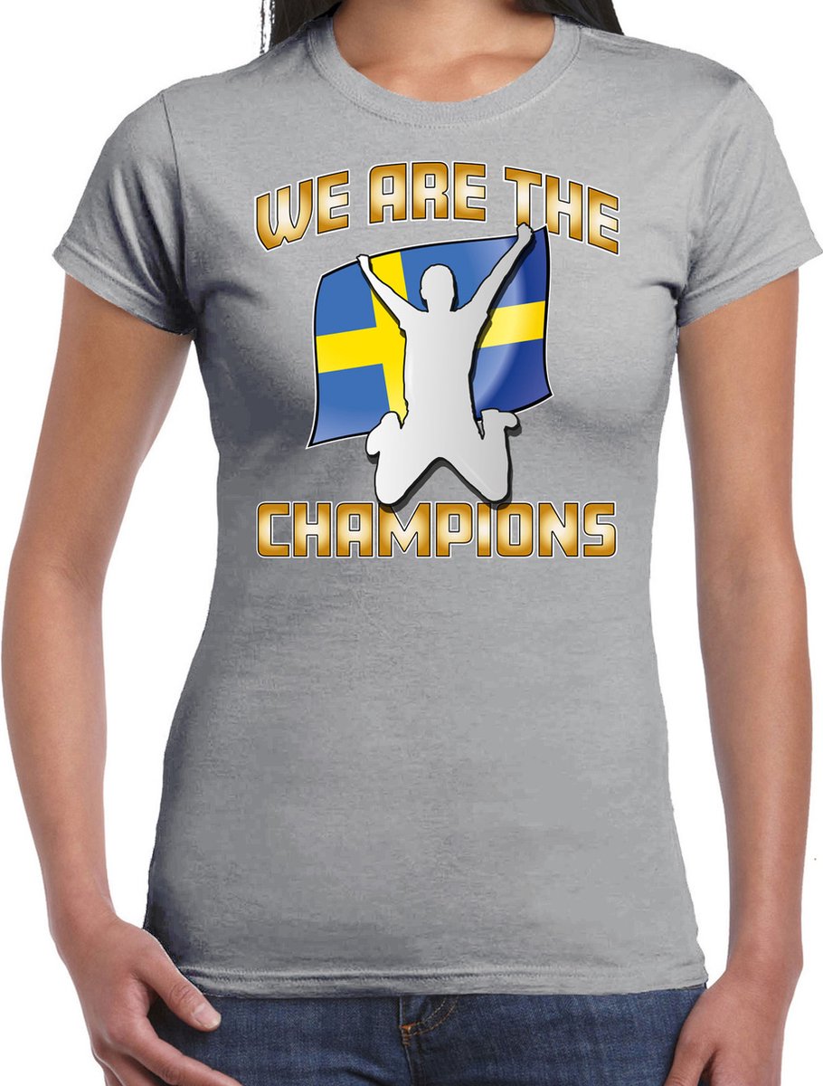 Bellatio Decorations Verkleed shirt voor dames - Zweden - grijs - voetbal supporter - themafeest XXL