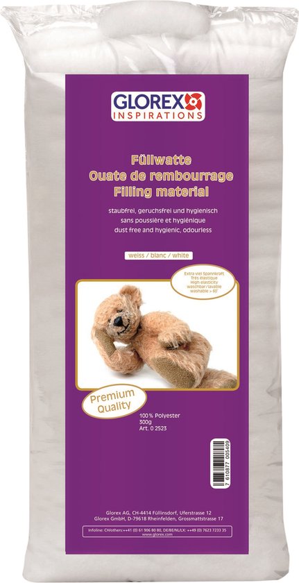 Foto: Glorex hobby vulmateriaal polyester 300 gram voor knuffels kussens wit donzig