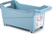 Plasticforte opberg Trolley Container - ijsblauw - op wieltjes - L38 x B18 x H18 cm - kunststof - opslag box/bak - 12 liter