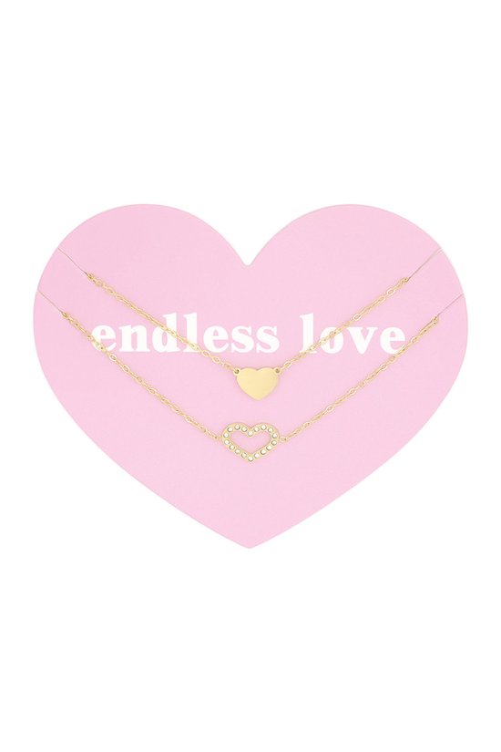 Armband - Endless love- Open hartje strass+ hartje - goud- moederdag- vriendschapsarmbanden