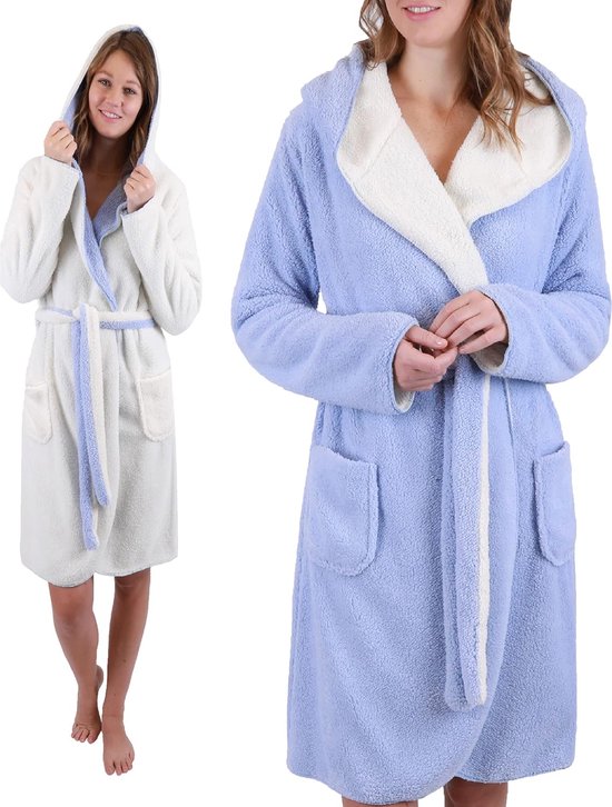 badjas met capuchon, omkeerbare saunabadjas Wellness KIEL voor dames en heren