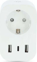 Nedis SmartLife Slimme Stekker - Wi-Fi - IP21 - Energiemeter - 3680 W - Type F (CEE 7/7) / 1x USB-C / 2x USB - 0 - 55 °C - Android / IOS - Wit - 1 Stuks
