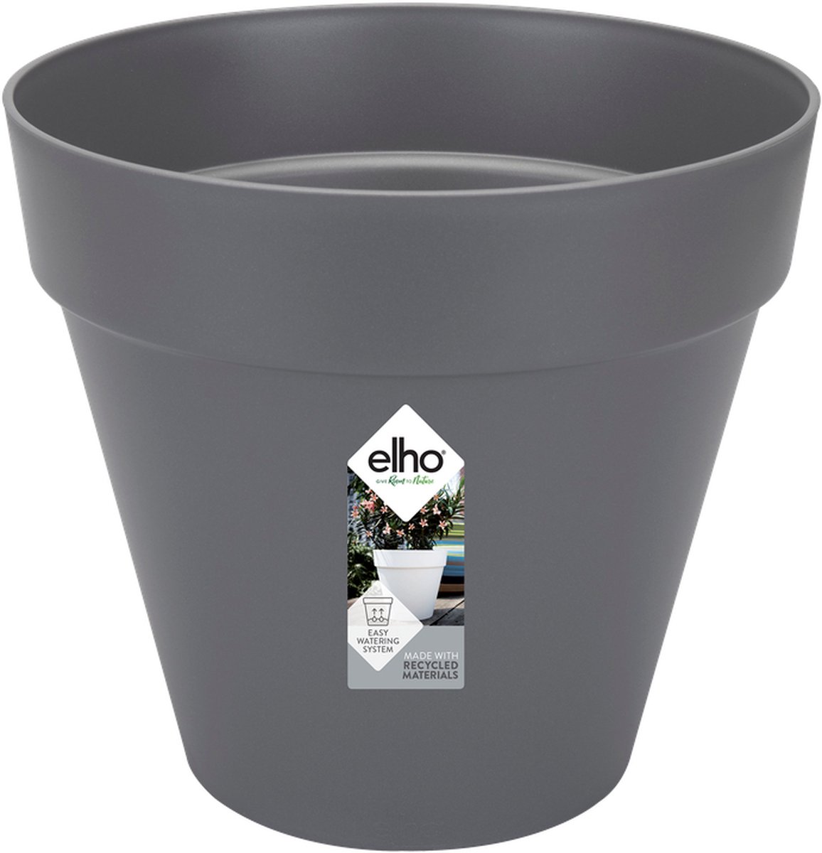 Elho Loft Urban Rond 25 - Bloempot voor Buiten - Ø 24.5 x H 22.0 cm - Antraciet