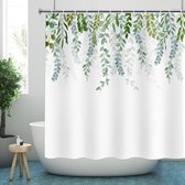 Groen blad eucalyptus douchegordijn voor badkamer, breedte 180 x hoogte 180 cm