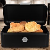 Boîte à pain en métal noir 2,5 litres - Accessoires de cuisine - Garder / garder le pain frais - Tambours à pain