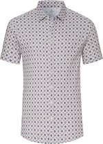 Desoto - Short Sleeve Jersey Overhemd Print Beige - Heren - Maat XL - Slim-fit