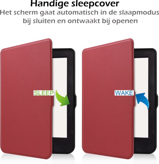 Hoesje Geschikt voor Kobo Nia Hoes Book Case - Hoes Geschikt voor Kobo Nia Hoesje Book Cover Met Screenprotector - Donkerrood van Hoesje  — afbeelding 3