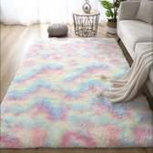 Vloerkleed regenboog - tapijt - pluizig - pluche - woondecoratie - kamerdecoratie - kinderkamer - 120 x 160 cm