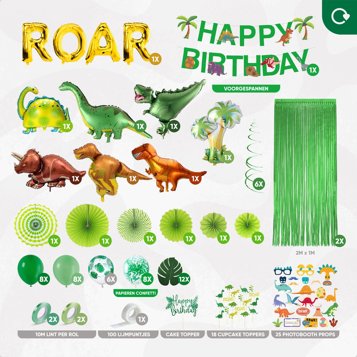 Dino cupcake prints – eetbare decoratie – 24 stuks