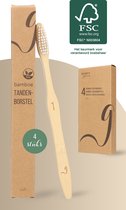 NATURE’S groove® Bamboe Handtandenborstels Soft - 4 Stuks - Houten Tandenborstel - Handmatig