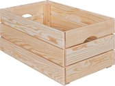 Stapelkist van massief natuurlijk hout – opbergdoos voor fruit en groenten – ruimtebesparend en praktisch – 51 x 31.5 x 23 cm Wooden crates