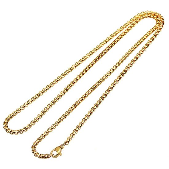 Fako Bijoux® - Schakelketting Staal - RVS - Ronde Venetiaanse Schakel - 3mm - 50cm - Goudkleurig