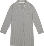 By Louise Dames Pyjama Nachthemd Lange Mouw Grijs Gestreept - Maat XXL