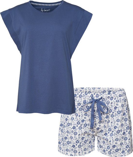 By Louise Dames Korte Pyjama Set Shortama Blauw - Maat XL