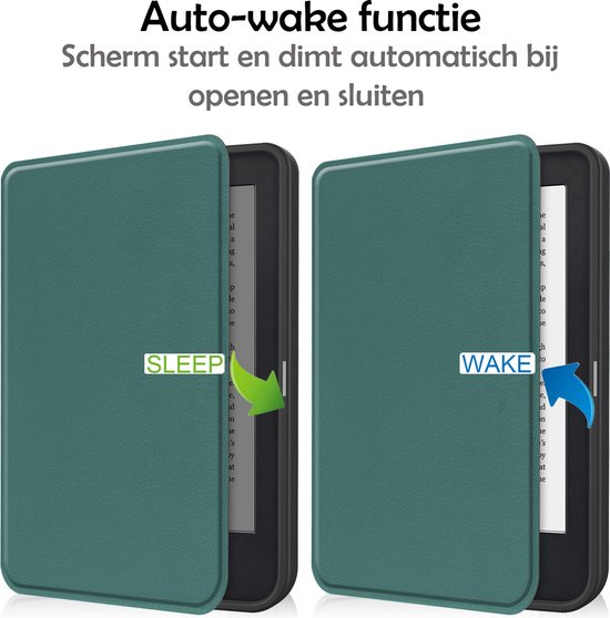 Hoesje Geschikt voor Kobo Clara 2E Hoes Bescherm Hoesje Case Sleep Cover Met Screenprotector - Hoes Geschikt voor Kobo Clara 2E Hoesje - Donkergroen van Hoesje  — afbeelding 3