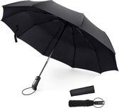 Paraplu stormbestendig tot 140 km/u, paraplu's zijn klein en lichtgewicht met 10 stutten, stabiele, open-dicht automatische zakparaplu, winddicht en stabiel met teflon coating, zwart