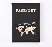 Paspoort hoes - zwart - goud - wereldkaart - beschermhoes - vakantie - luxe beschermhoes