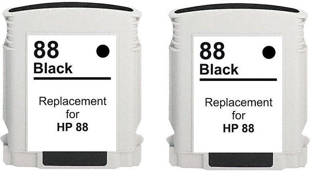 Inktcartridges Geschikt voor HP 88XL| 2x Zwart Geschikt voor HP OfficeJet Pro K5300 - K5400 - K550 - K8600 - L7400 - L7500 - L7480 - L7580 - L7590