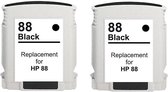 Inktcartridges Geschikt voor HP 88XL| 2x Zwart Geschikt voor HP OfficeJet Pro K5300 - K5400 - K550 - K8600 - L7400 - L7500 - L7480 - L7580 - L7590