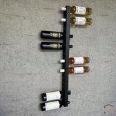 Metal Home Design - Wijnrek muur - 20 flessen - 100cm - Staal - Zwart gepoedercoat