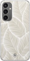 Casimoda® hoesje - Geschikt voor Samsung Galaxy S23 FE - Palmy Leaves Beige - Shockproof case - Extra sterk - TPU/polycarbonaat - Bruin/beige, Transparant